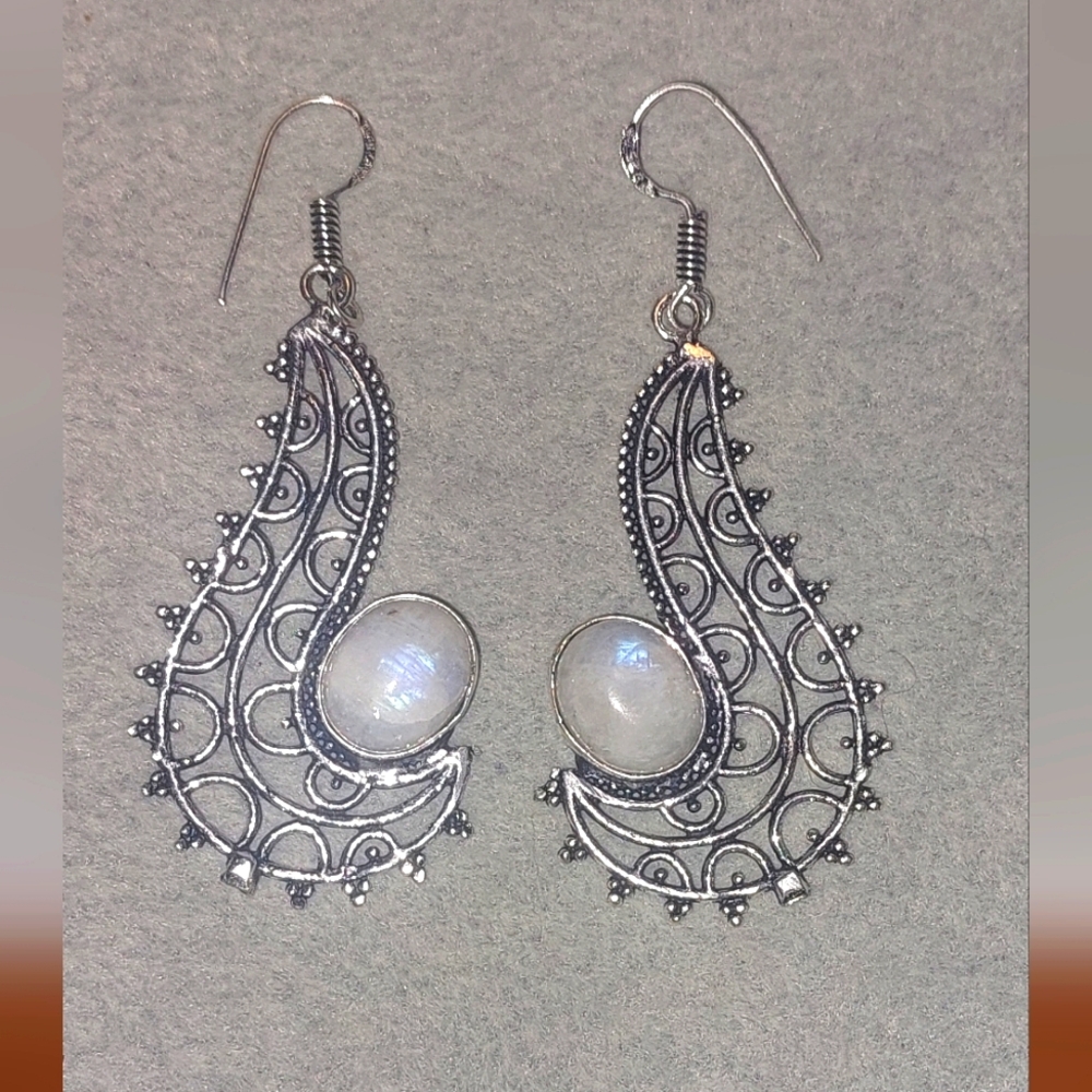 Ornate Moonstone Earrings